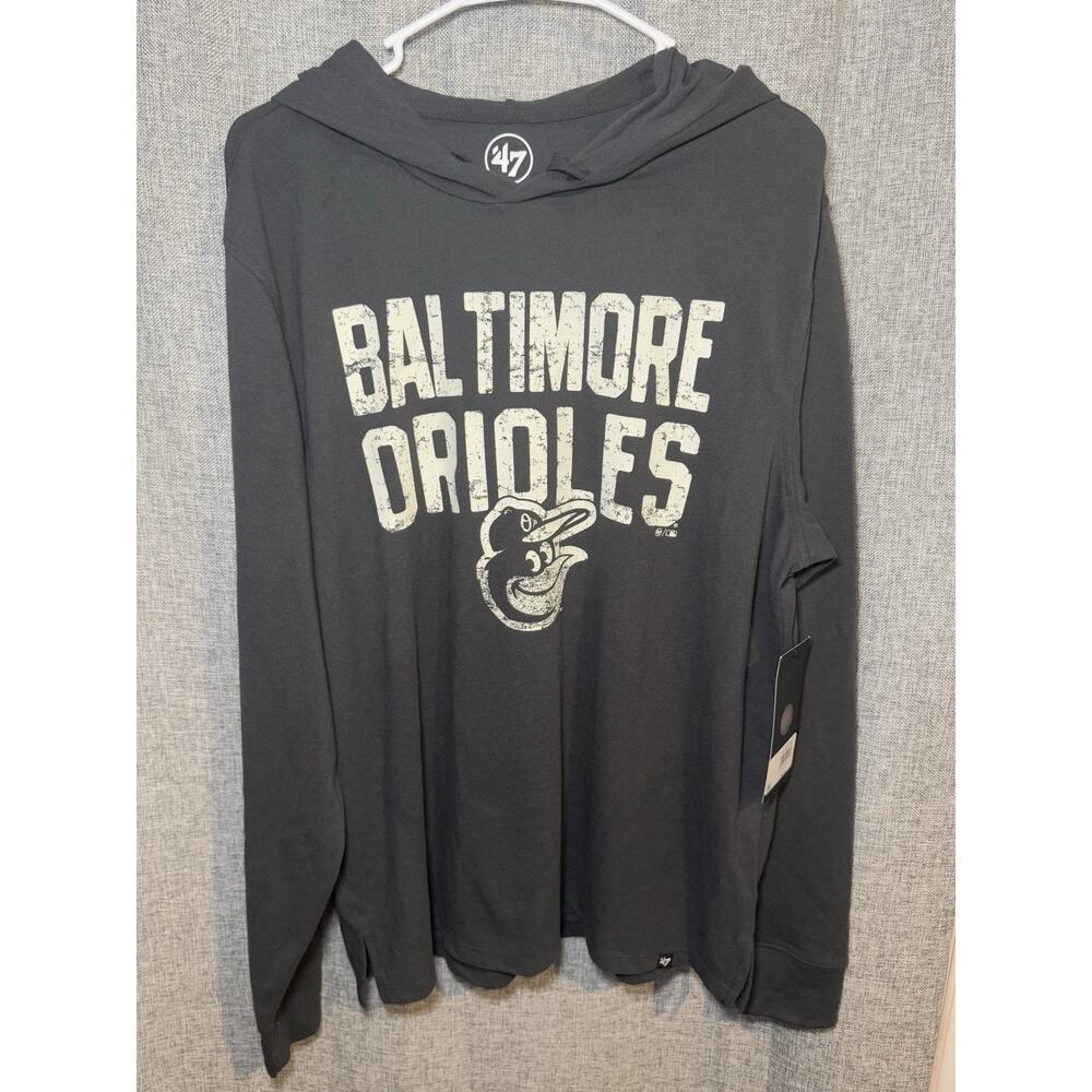 47 Brand Baltimore Orioles MLB Hoodie Flint Black Mens Large
